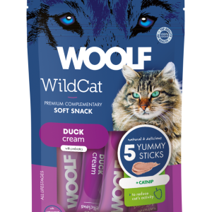 Woolf WildCat Duck Flavored + oligosaccharides Treats for Kittens and Adult Cats 5x14g