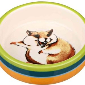 Trixie Ceramic bowl for hamsters, 80 ml/ 8 cm, multi coloured/cream