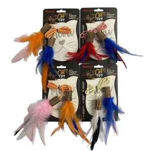 Pet Interest Silverline Woody Cat Toy with Feather Orange-Pink