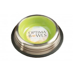 Optima Bowls Premium No-tip, Lined Platinum Pet Bowl Green