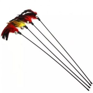Pets.Love.Earth Colorful Feather Wand with Bell