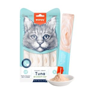 Wanpy Creamy Lickable Treats – Tuna & Codfish (5x14g) – 70g