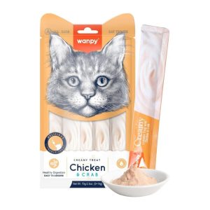 Wanpy Creamy Lickable Treats – Chicken & Crab (5x14g) – 70g