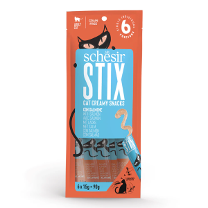 Schesir Stix Cat Creamy Snacks with Salmon 6 X 15g (1 Bag)