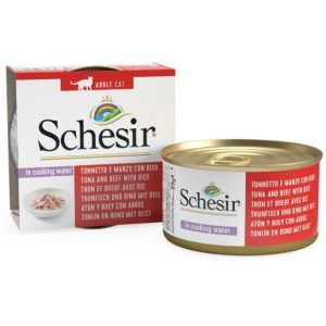 Schesir Can for Cat Tuna and Beef with Rice In Cooking Water 85g (1 Can)