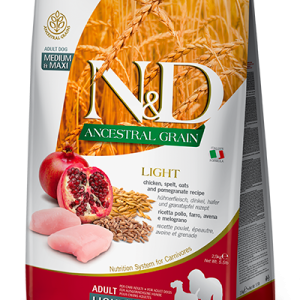 Farmina N&D Ancestral Grain Canine - Chicken & Pomegranate Light Adult Medium/Maxi (2.5kg)