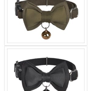 Dogness Cat Collar - Leather Black and Leather Brown