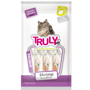 Truly Creamy Lickable Cat Treats – Shrimp & Codfish (70g)