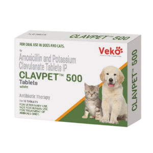 Clavpet 500mg Tablets Amoxicillin Potassium clavulanate antibiotic for dogs & cats, 10tabs