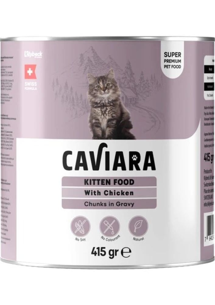 Caviara Adult Wet Kitten Food with Chicken in Gravy Canned 415 g
