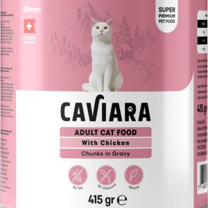 Caviara Adult Wet Cat Food with Chicken in Gravy Canned 415 g